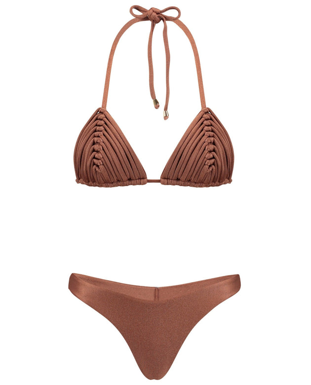 Mykonos Triangle Bikini Set | Brown - Acqua de Luxe Beachwear