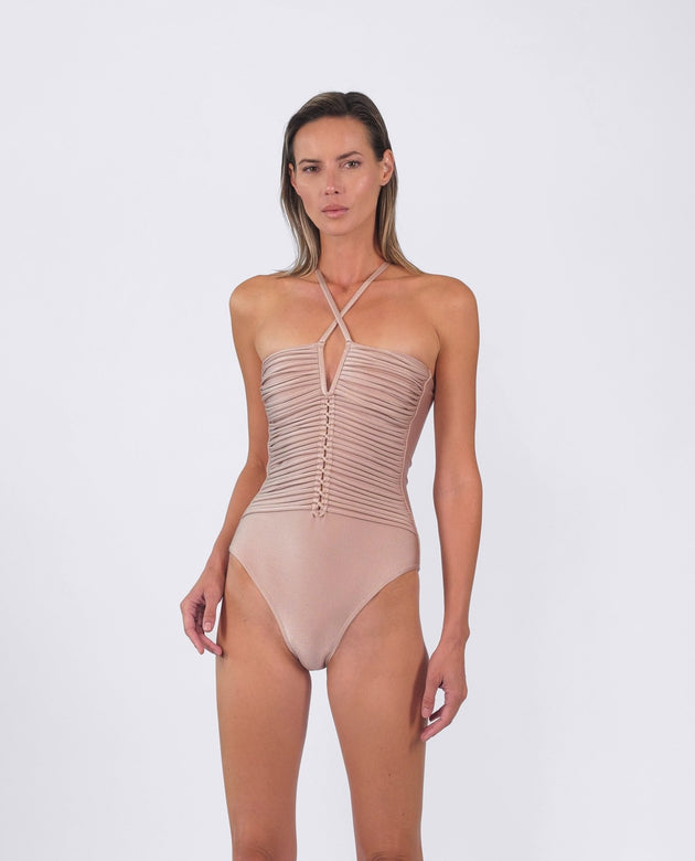Aphrodite One-piece| Cream Pearl - Acqua de Luxe Beachwear