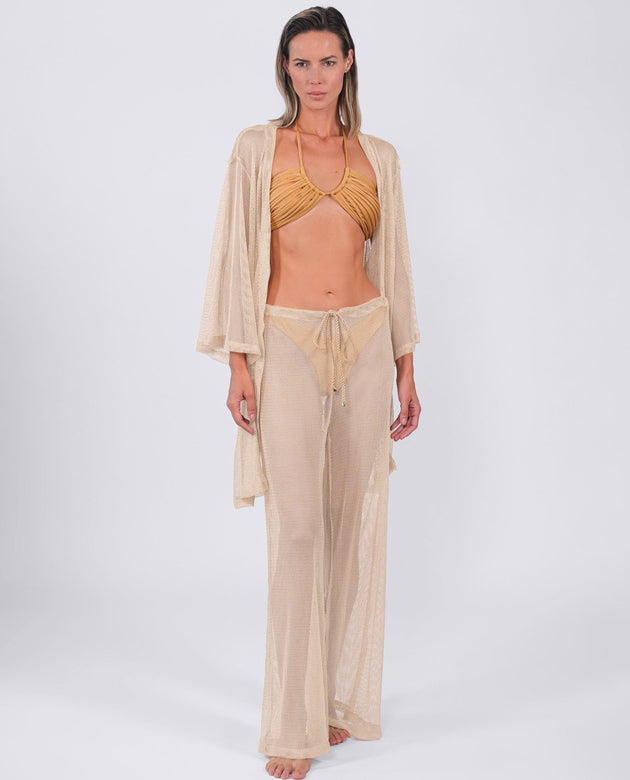 Buzios Belted Kimono in Golden Beige.