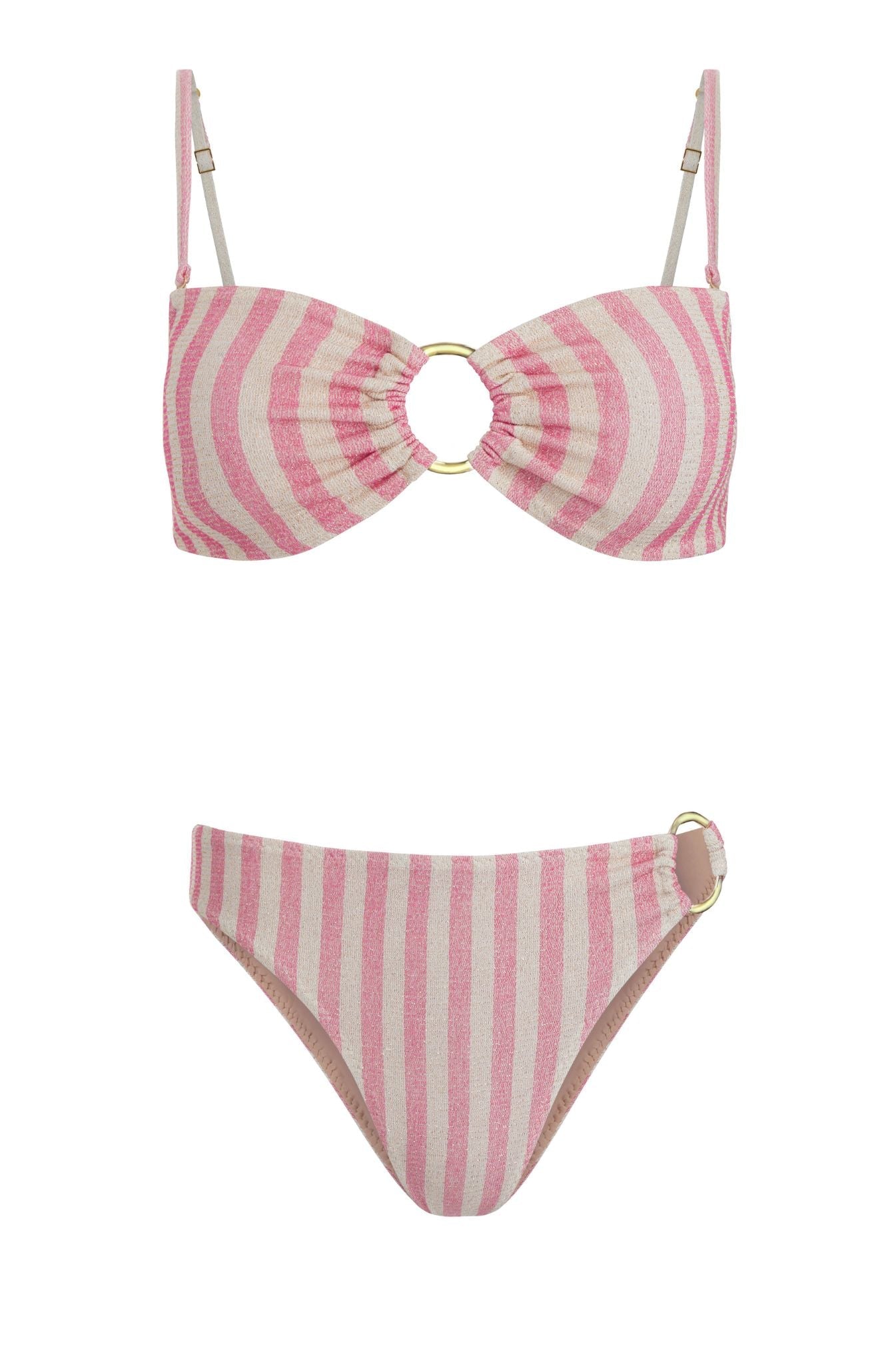 Cristalle Bandeau Bikini Set | Pink Stripes - Acqua de Luxe Beachwear