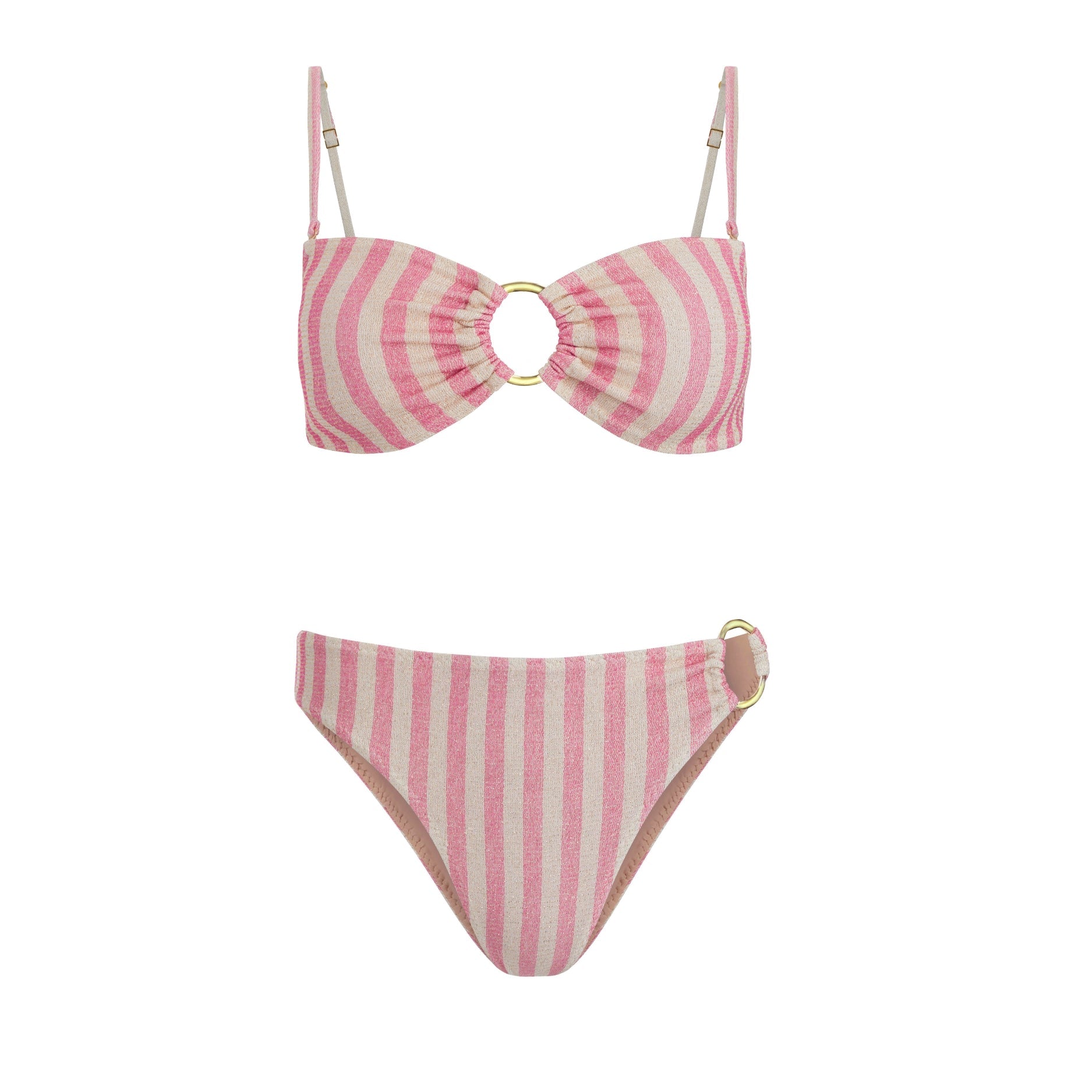 Cristalle Bandeau Bikini Set | Pink Stripes - Acqua de Luxe Beachwear