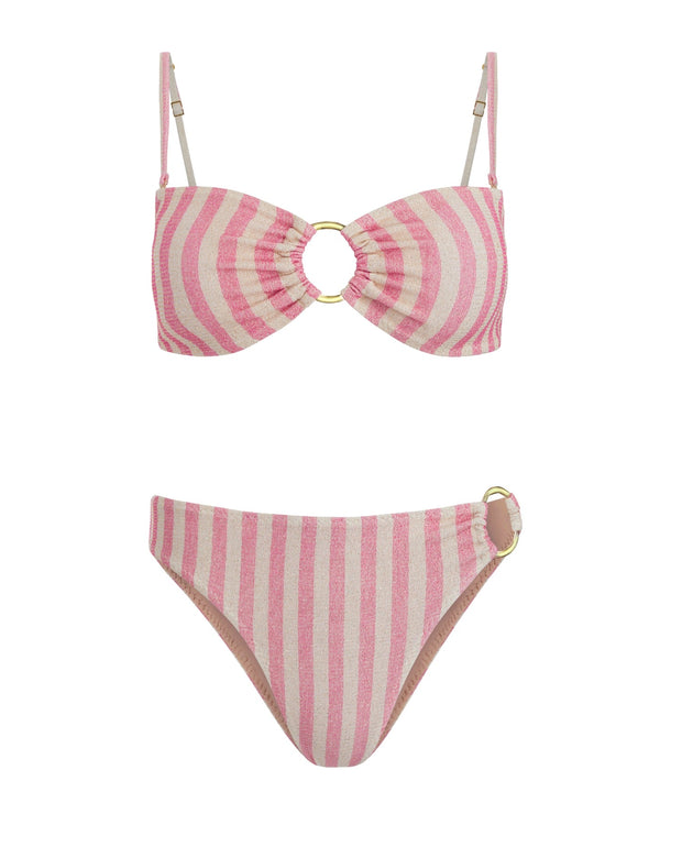 Cristalle Bandeau Bikini Set | Pink Stripes - Acqua de Luxe Beachwear