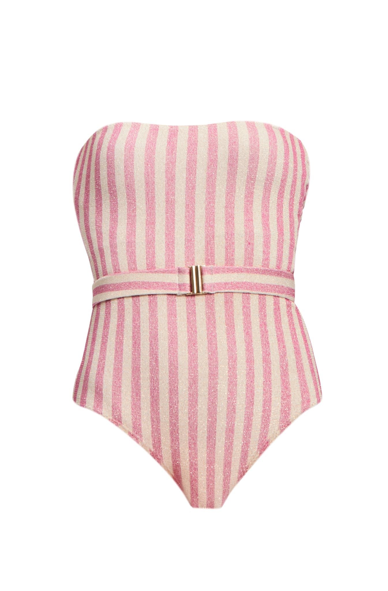 Cristalle Strapless One - Piece | Pink stripes - Acqua de Luxe Beachwear