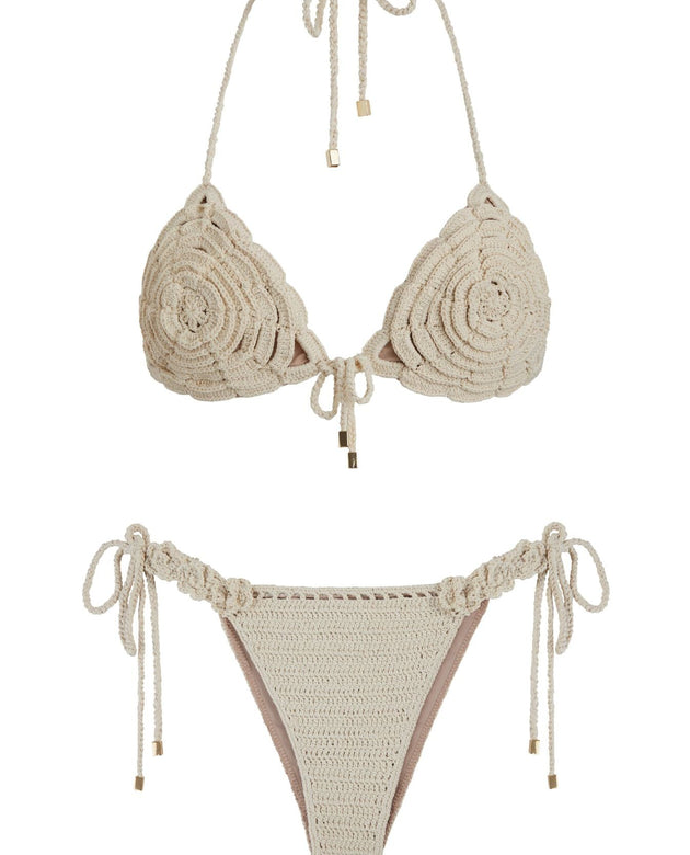 Love & Roses Bikini Set | Off - white - Acqua de Luxe Beachwear