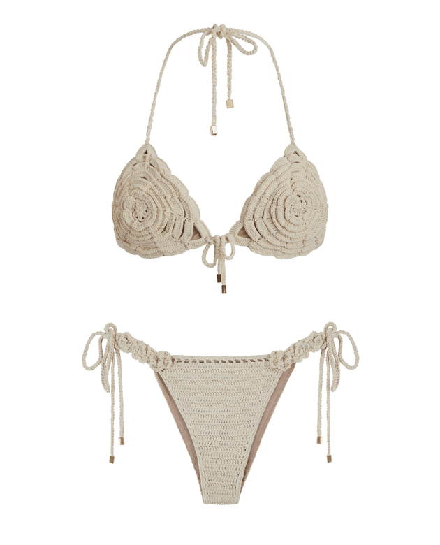 Love & Roses Bikini Set | Off - white - Acqua de Luxe Beachwear