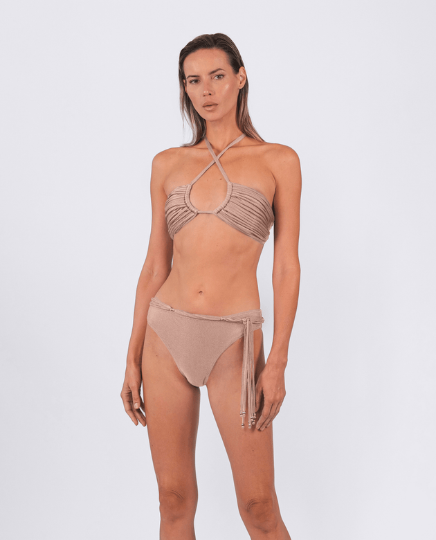 Mykonos Inverted Tri-Top Bikini Set | Cream Pearl - Acqua de Luxe Beachwear