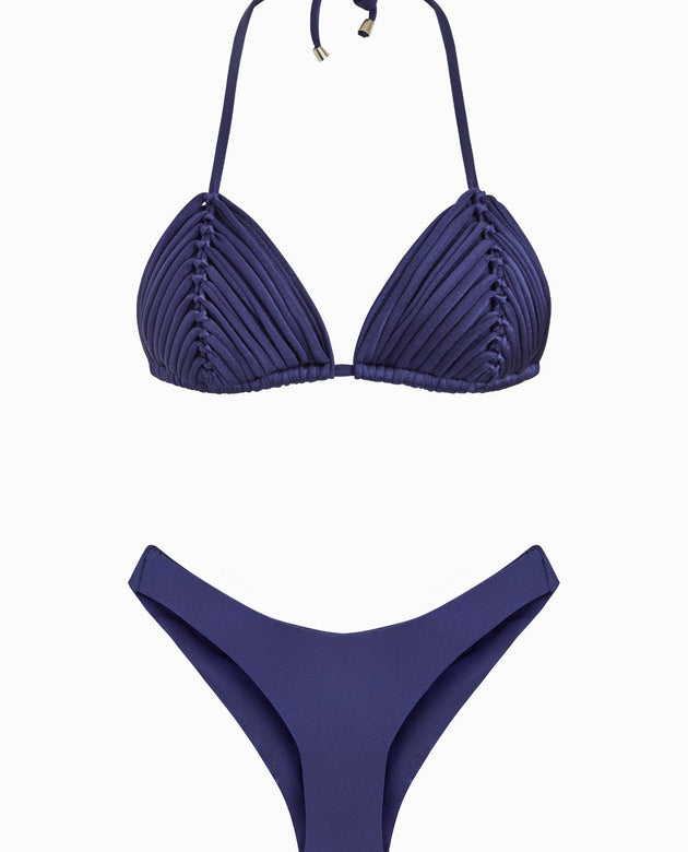 Mykonos Triangle Bikini Set | Dusk Blue - Acqua de Luxe Beachwear