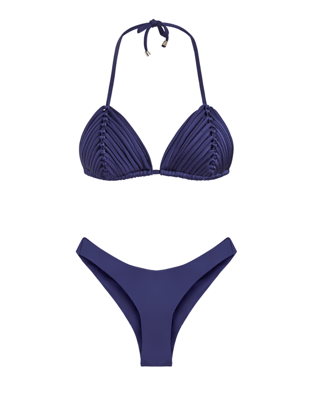 Mykonos Triangle Bikini Set | Dusk Blue - Acqua de Luxe Beachwear