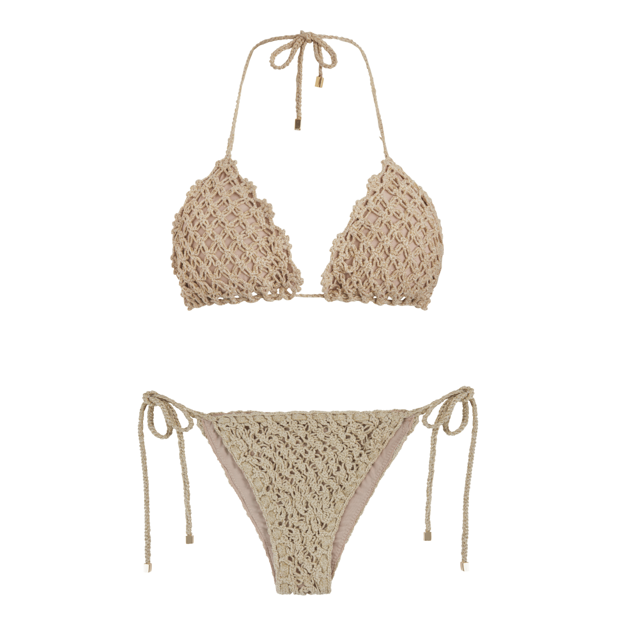 The Hidden Secret Crochet Bikini Set in Beige.