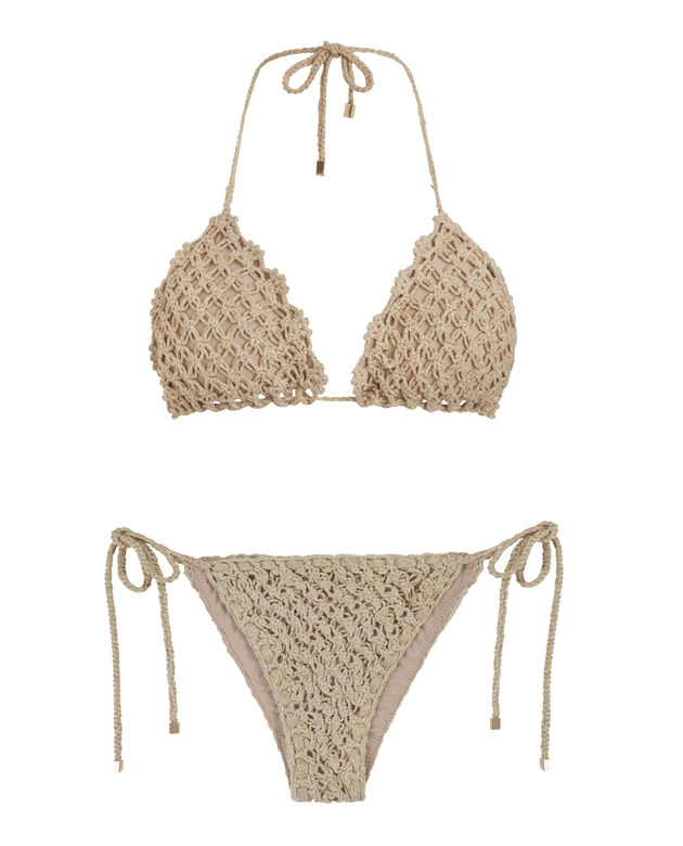 The Hidden Secret Crochet Bikini Set in Beige.