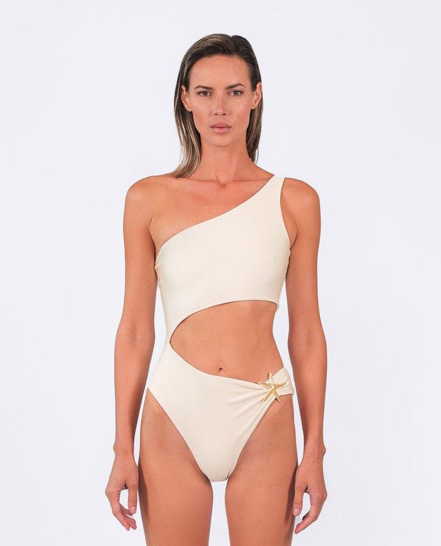 Venus One - shoulder One - piece | Champagne - Acqua de Luxe Beachwear