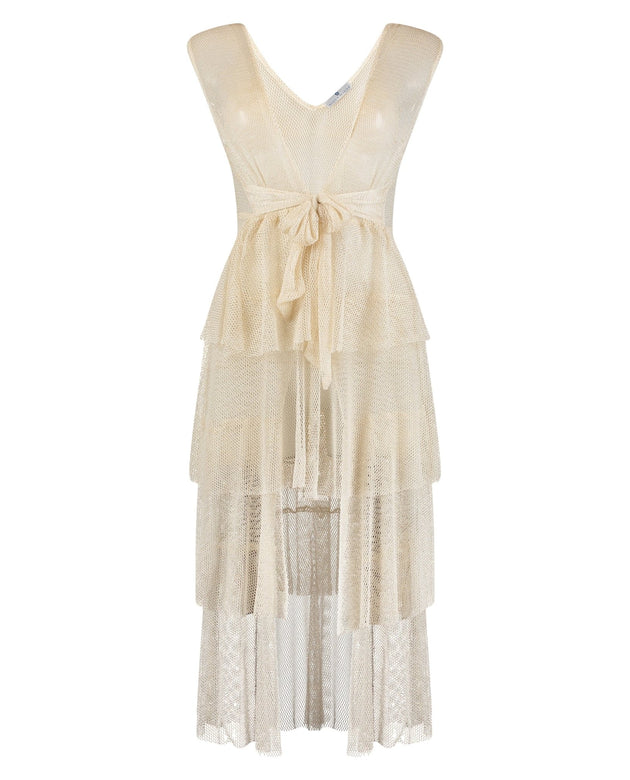 Buzios Shimmer Dress | Golden Beige - Acqua de Luxe Beachwear