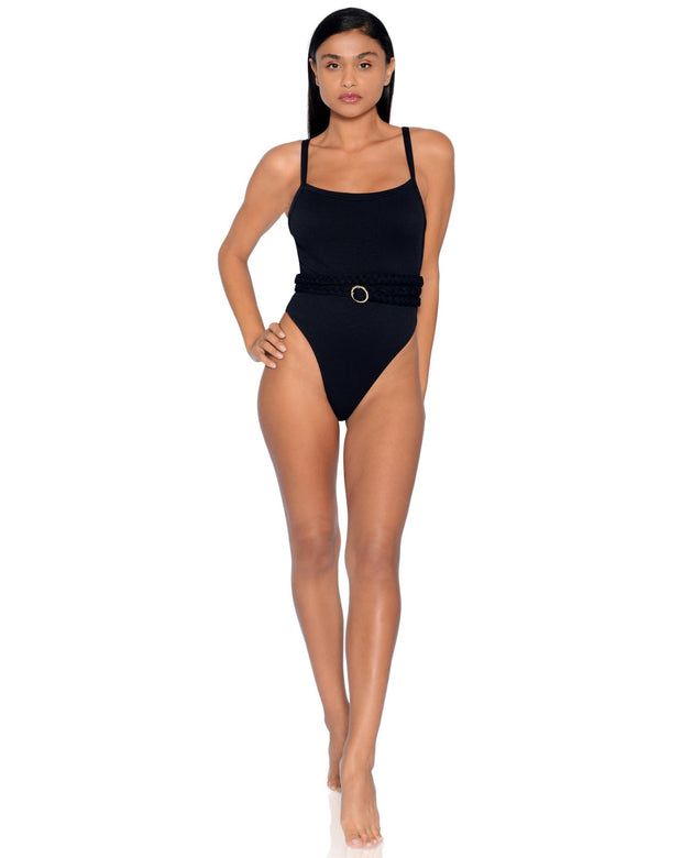 Greece Belted One-piece| Black - Acqua de Luxe Beachwear