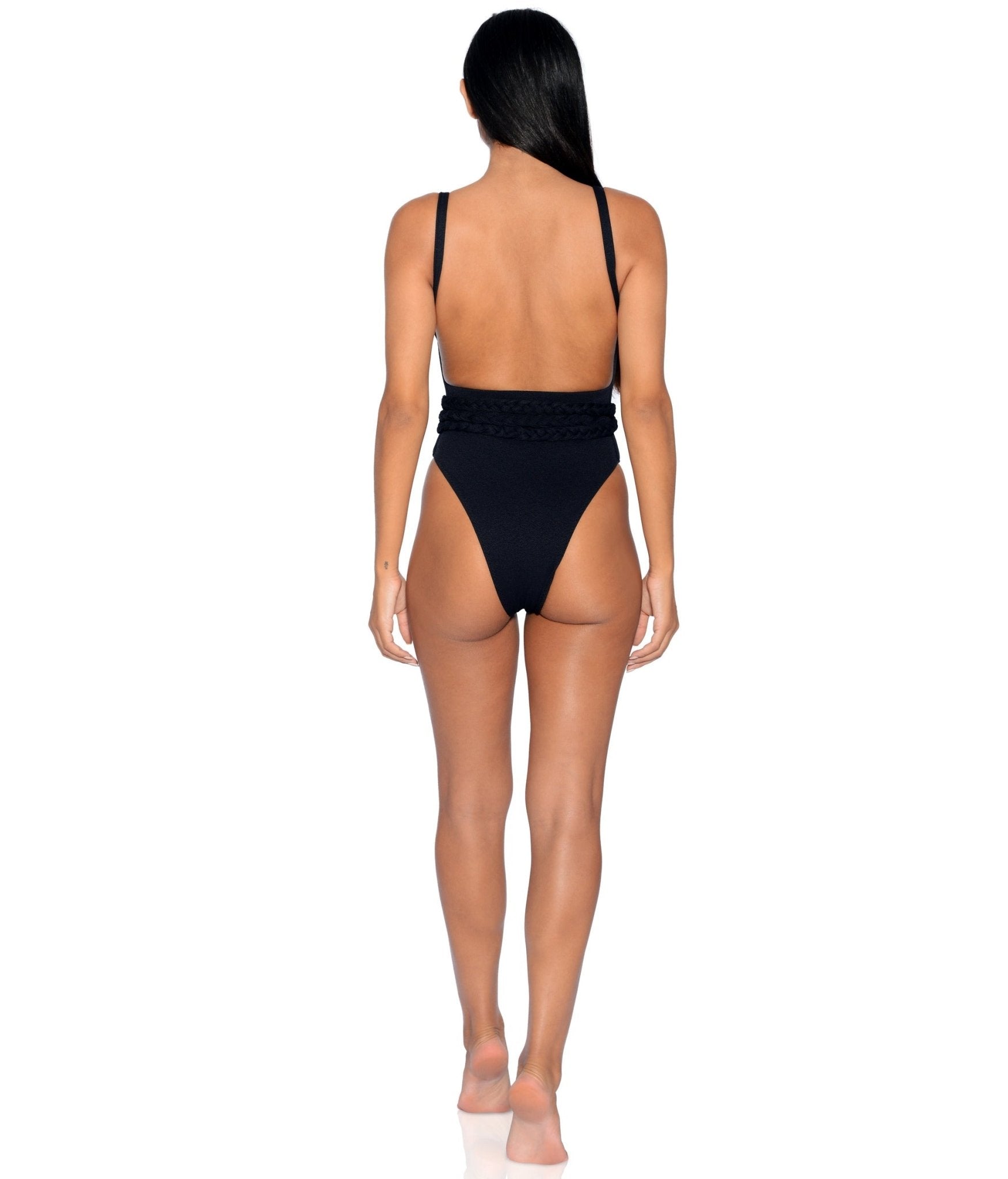 Turquoise Crossed Back Cut-out Belted Swimsuit - One Piece