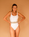 GREECE HIGH LEG BELTED ONE PIECE