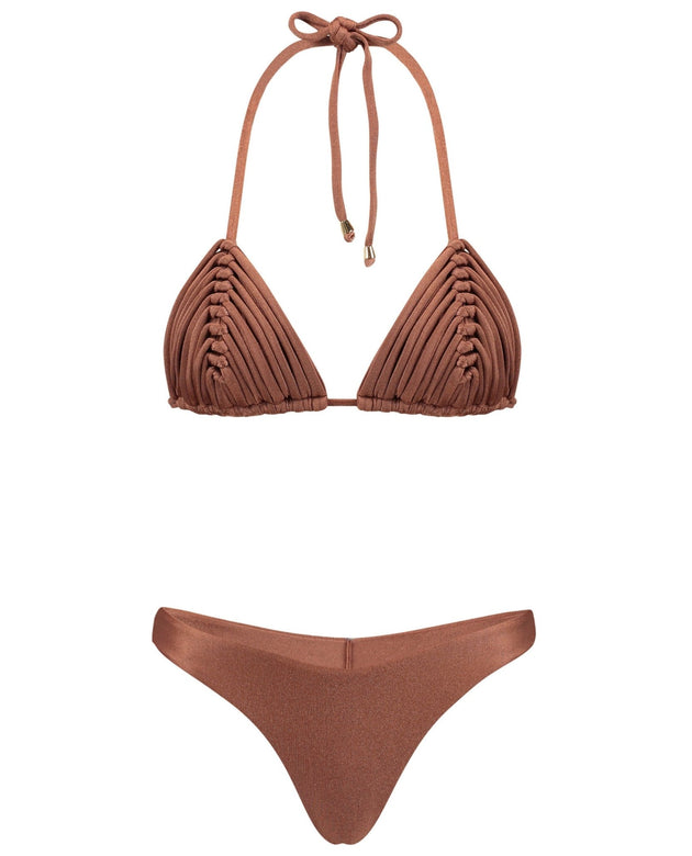 Mykonos Triangle Bikini Set | Brown - Acqua de Luxe Beachwear